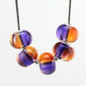 Purple & Orange European Glass Silver Core Beads